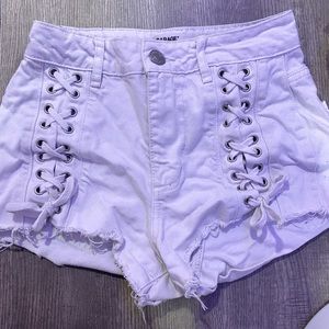 Garage White High Waisted Jean Shorts